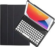 Cute Color Keyboard Case for iPad Pro 12.9 inch 2022 (6th Gen)/2021 (5th Gen)/2020 (4th Gen)/2018 (3rd Gen) - Round Key Magnetically Detachable Keyboard with Pencil Holder for iPadPro12.9(Black)