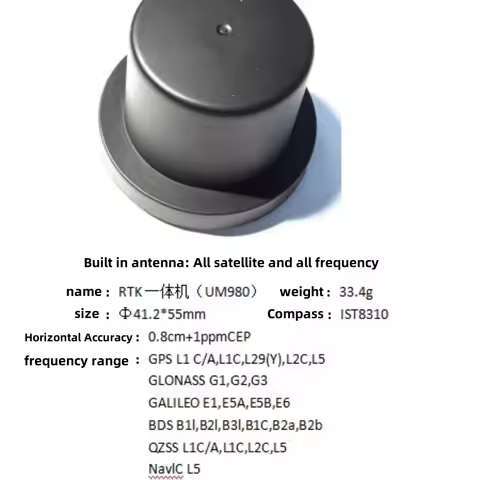 NCZOBOE UM980 ZED-F9P RTK GNSS Receiver High Precision GPS Module with Integrated Antenna & IST8310 