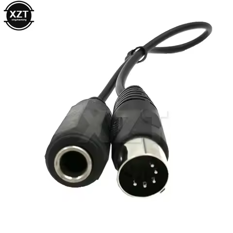 MIDI 5-Pin Din Male to Monoprice 6.35mm (1/4 Inch) Female TRS Stereo Audio Extension Cable for MIDI 