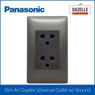 Panasonic Slim Art Duplex Universal Outlet w/ Ground without Shutter (White / Metallic Gray)