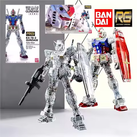 Bandai RG 1/144 RX-78-2 Mechanical & Color Clear Dual Gunpla Bundle, Full Multi-Axis Joints, Light T