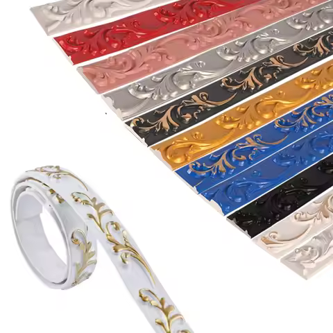 1pc 2m/3meters 3D PVC Self-Adhesive Decorative Soft Line Baseboard Ceiling Trim Line Background Wall