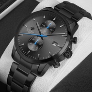 WWOOR Men Watches Luxury Black Business Quartz Clock Analog Chronograph Sport Waterproof Stainless S