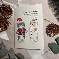 Cute Christmas Cat Grinch & Olaf Card