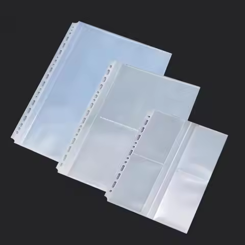 40PCS A4/B5/A5 Size File Transparent Document Punched Pocket Folder Protector Bag Loose Leaf Insert