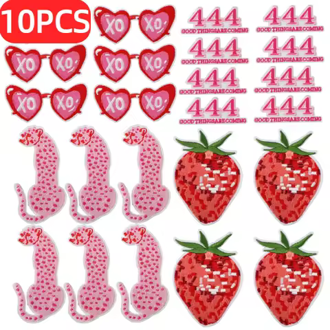 10PCS BULK Pentagram Lip Embroidery Patch, Kiss Me Iron on Sticker for Jeans Jacket Heat Sublimation