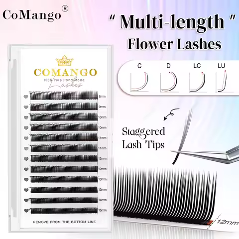 CoMango 3D/5D/6D Multi Length Flora Fairy Eyelash 12Rows Wispy Spikes Lash Extension C/D/LC/LU Fox S