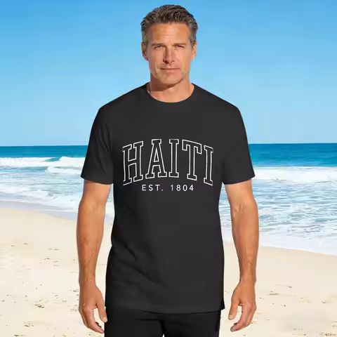 Haiti Est. 1804 Haitian T Shirt Summer Popular T Shirts 100 Cotton Crew Neck Oversized Clothes Short