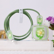 TAOYUNXI | Cute Green Flowers Charging Protective Cover Charger Protector Cable Data Organizer For i
