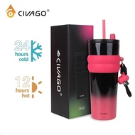 Civago (26oz) Ceramic liner Stainless Steel Coffee Mug With Lid Vaccum Flask Hot and Cold Tumbler