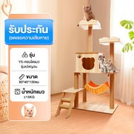 คอนโดแมว คอนโดแมวไม้ เสาลับเล็บแมวได้ 6in1 บ้านแมว ของเล่นแมวปีน คอนโดต้นไม้แมว สูง 135-150CM