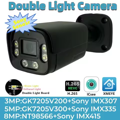 IMX415 IMX335 IMX307 4K/8/5/3MP StarLight Double Light Built-In MIC IP Metal Bullet Camera IRC Face