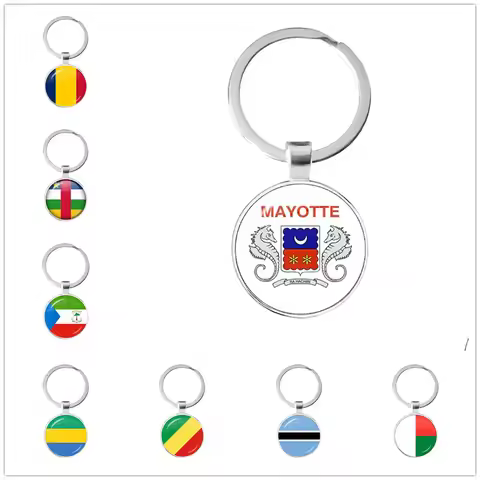 Botswana,Namibia,Swaziland,Madagascar,Malawi,Mayotte National Flag Keychain 25mm Glass Cabochon Key 