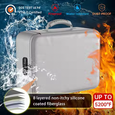 5200℉ Fireproof Document Organizer with Lock Multi-Layer File Organizer Waterproof Document Box Expa