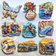 1pc Resin Mediterranean Monaco, Malta, Croatia, Algeria, Albania, Slovenia Fridge Magnet, Seagull Bu