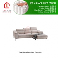 BROOKE 8FT L Shape/Water Resistance Fabric/Marble Velvet/Casa Leather/Cow Leather/Solid Wood Frame +