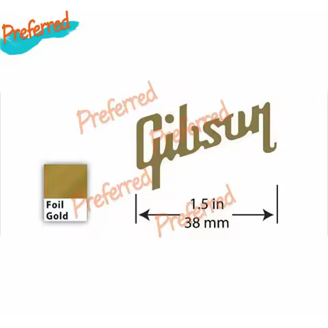 Golden Gibson Guitar Sticker 3.8cm