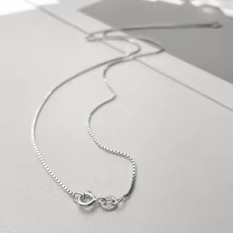40cm-60cm 1mm Thin Link Real 925 Sterling Silver Rhodium Plated Box Chain Necklace Women Girls Mens 