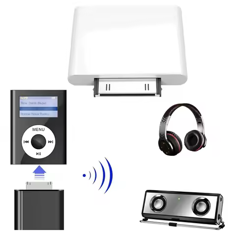30 Pin Bluetooth 4.1 Audio Transmitter for IPod Mini IPod Classic IPod Nano Touch (White) SQ