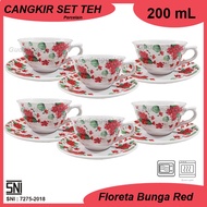 1 Set of 6 Floreta Flower Ceramic Cups - Coffee Cups - SNI Cups - Tea Cups