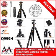 Hot Deal Horizontal QZSD Q999H Multifunction Aluminium Horizontal Camera Tripod Monopod Premium Qual