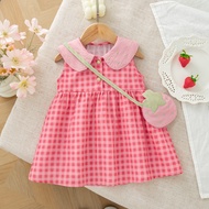Summer New Baby Girl Plaid Dress Sweet Pink Children'S Clothing (9 Months -4 Years Old)