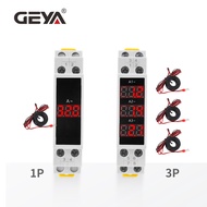 GEYA GA-1P/3P Single Three Phase Modular Current Meter LED Display AC 0A-100A 80V-500V Din Rail