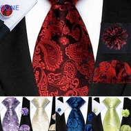 OONE Men Tie Set, Solid Stripes Gold Blue Necktie Set, Elegant Jacquard Woven Pink Color 8CM Width S