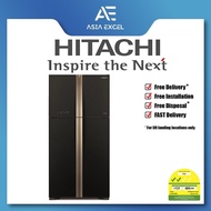 HITACHI R-W635P4MS 509L GLASS BLACK MULTI-DOOR REFRIGERATOR