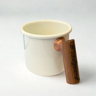 Truvii 柚木把手雙色琺瑯杯 露營杯 - 月光白
