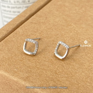 Bông tai nữ chuôi bạc 925 Eleanor Accessories hình vuông đính đá phụ kiện trang sức khuyên tai 9650