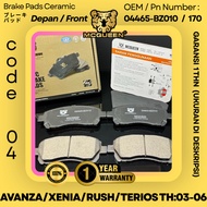 BRAKE PADS CERAMIC (FRONT) AVANZA/XENIA/RUSH/TERIOS TH:03-06 OEM 04465-BZ010 (oem aftermarket); 0446