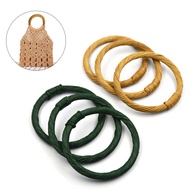HEHESHOP Bag Accessories Bag Handle Wooden Rattan Handle Solid Color Handle Circle Handle