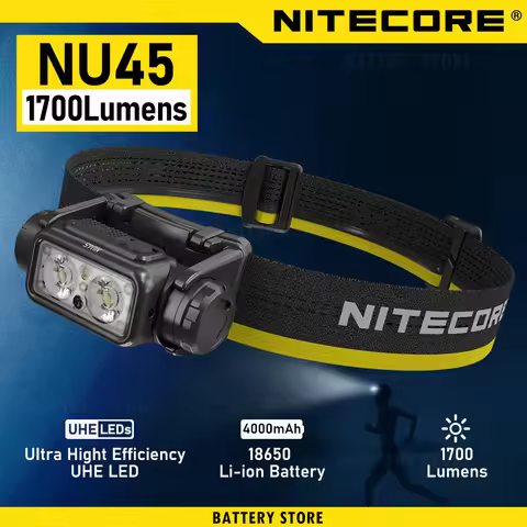 Nitecore NU45 Headlamp Dual Beam Headlight Running powerful headlamp Flashlight USB Rechargeable Wat