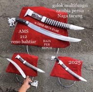 Golok Naga Tarung Dural model Zambia Persia BAJA PER Sepuh Multifungsi Miror Polish Asli CIBATU 2025