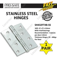 PRO-SAFE Stainless Steel SUS 304 Hinges With Ball Bearing SH432FT4B-SS 🤩/ Engsel Pintu/ Engsel Murah