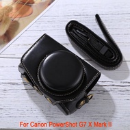 Full Body Camera Bag For Canon PowerShot G7 X Mark II Camera PU Leather Case Protective Bag with Str