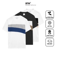 Men's T-shirt short sleeve BTM Color Match T-shirt 3c - Pique Form Slim Elastic Fabric Code 7.636