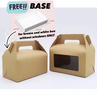 [🇸🇬🎉SG INSTOCK] Brown White Marble Curved Kraft Box with Handle Window for cupcake rice dumpling ba Zhang