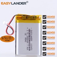 JST1.25 3Pin 3.7V 600~2000mAh  Lithium Polymer Battery Lipo 303450 403450 503450 603450 703450 80345