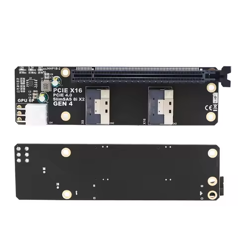 2 Port SlimSAS 8i x2 to PCIe 4.0 x16 Slot Adapter Card SFF8654 Riser Card GEN4 for Network Graphics 