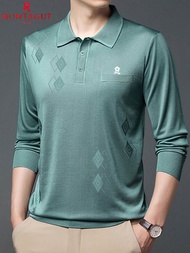 Montagut Men's Long-sleeved T-shirt Autumn Lapel Knitted Polo Shirt