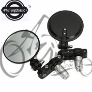 Gương gù tay lái classic hình tròn đội mọi loại xe vespa classic cafe racer... ( 1 bộ )