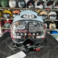 Helm Half Face KYT Elsico Warna Steel Blue / Biru Steel / Biru Muda