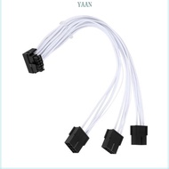 YAAN 12VHPWR to 3X8Pin White Sleeved GPU Power Cable for Desktop PC Build and Routing