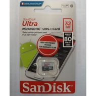 Sandisk ultra Mirco 32gb, class 10 speed up to 80mb/s up to 7 years warranty