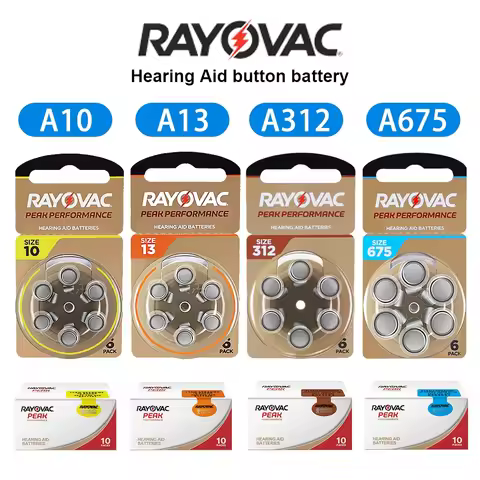 60Pcs Hearing Aid Batteries 312 A10 A13 A312 A675 PR41 Rayovac Peak UK Zinc Air Button Ear Aid Batte