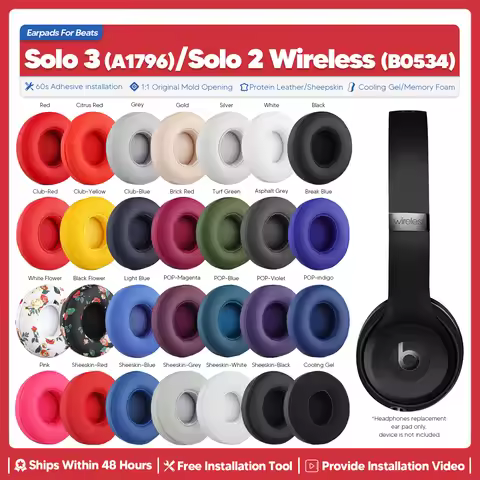 Replacement Ear Pads For Beats Solo 3 Wireless Solo 2 Wireless On Ear Headphone Accessories Headset 