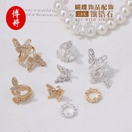 18K Gold Inlaid Zircon Bracelet Bracelet Accessories Handmade diy Niche Butterfly Beads Running Ring