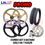 SPORT RIM 3BATANG COMBO TYRE EMAX ENKEI ORANGE BLACK WHITE Y125ZR 135LC V8